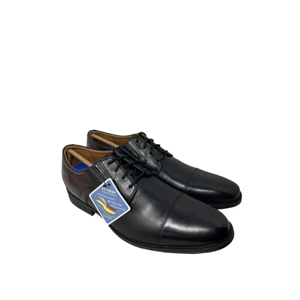 Clarks Collection Whiddon Cap Shoe Men's Size 13 M Black Leather Comfort